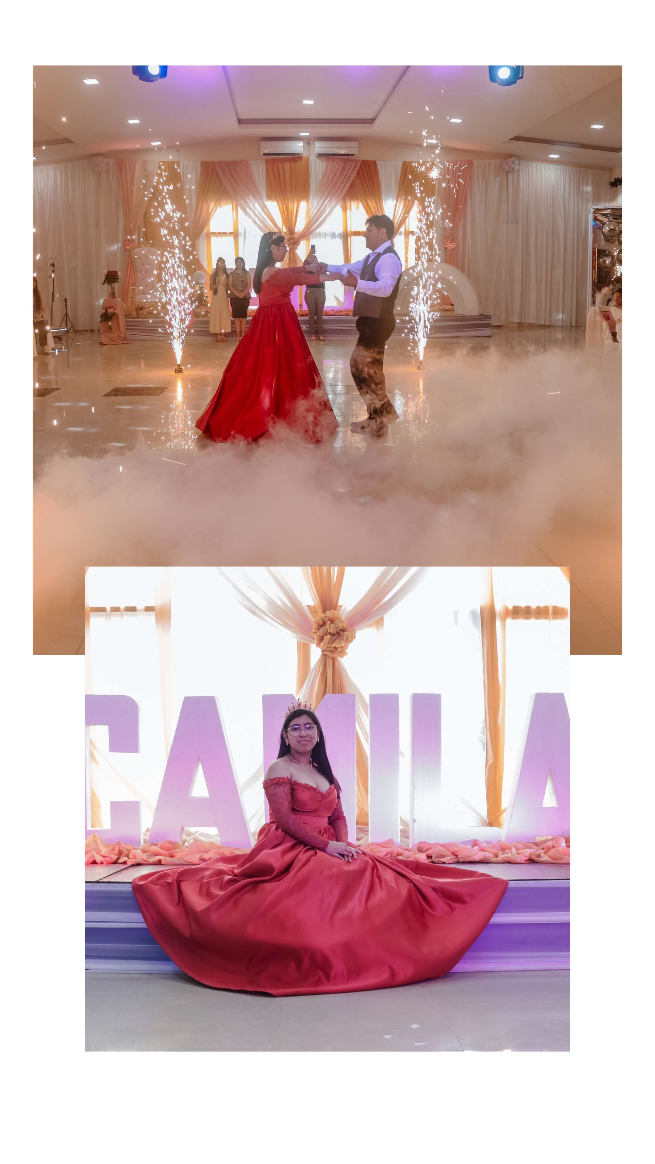 Capturas y momentos destacados de la celebración de los quince años de Camila rodeada de amigos.
