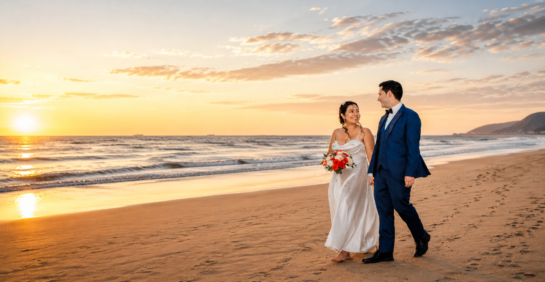 Pareja ecuatoriana celebrando su boda en Playas, Ecuador