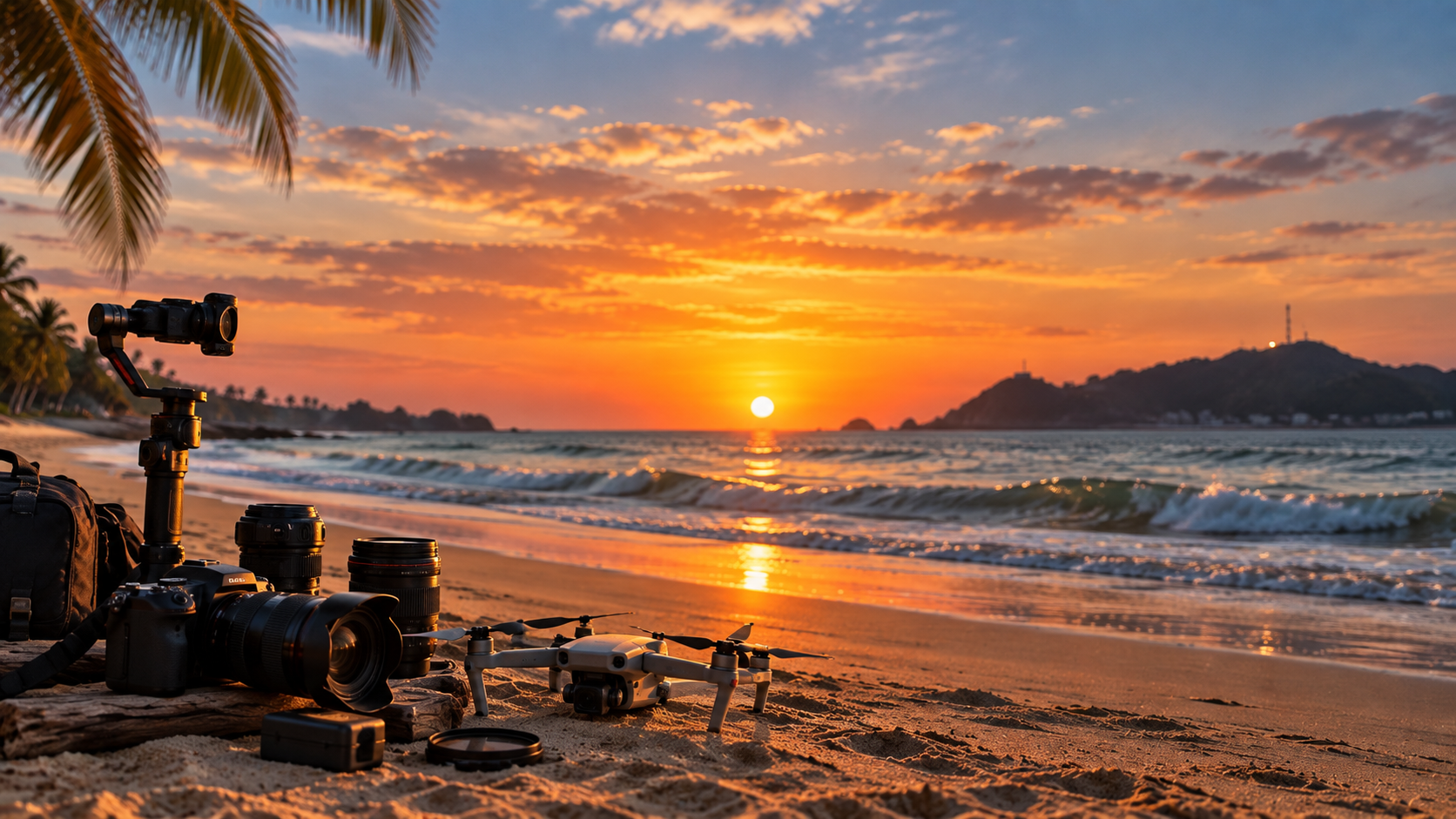 Atardecer en Playas, Ecuador junto a equipos profesionales de fotografía y video de Ola Digital Playas